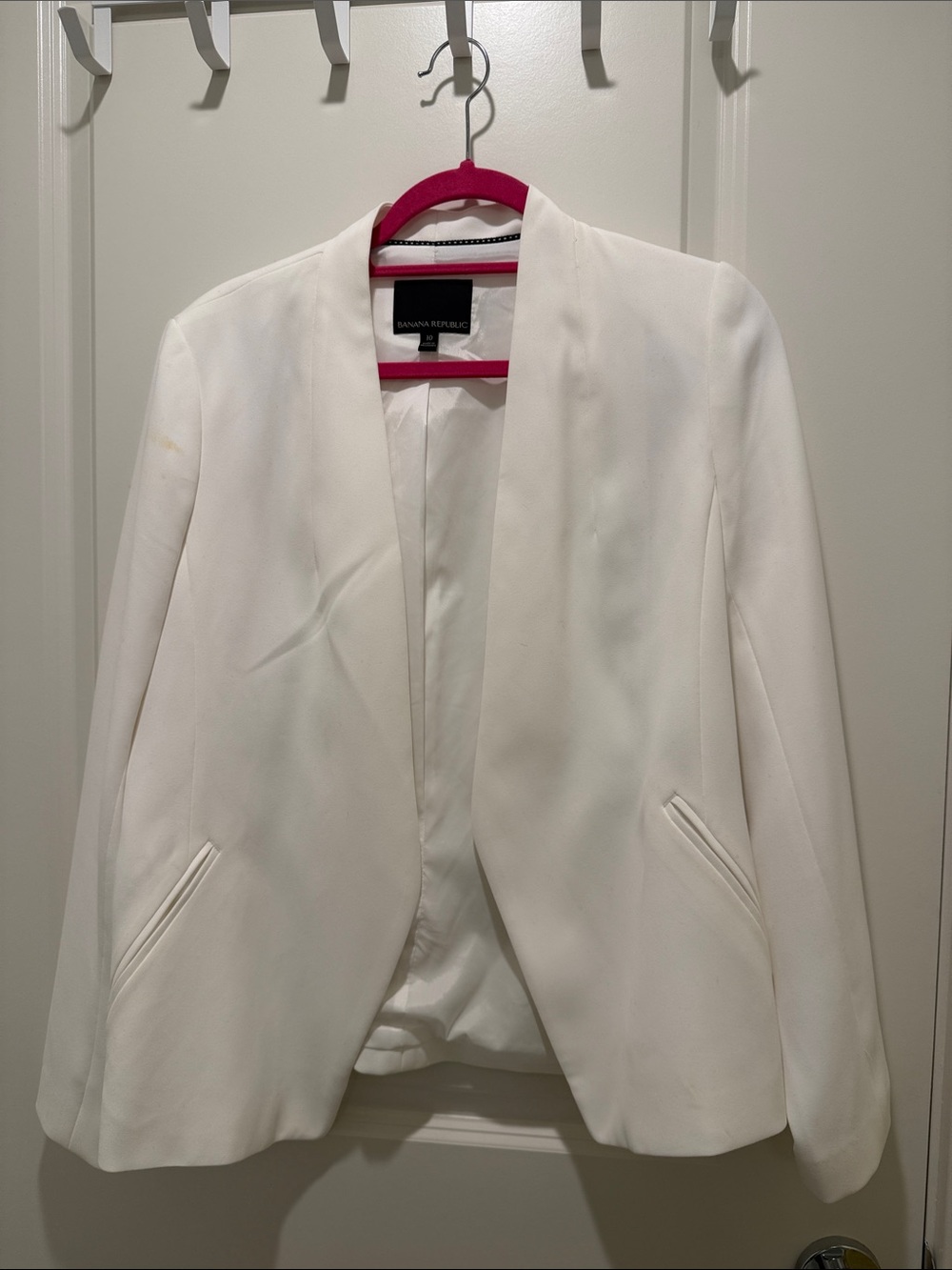 Banana Republic White Open-Front Shawl Collar Blazer